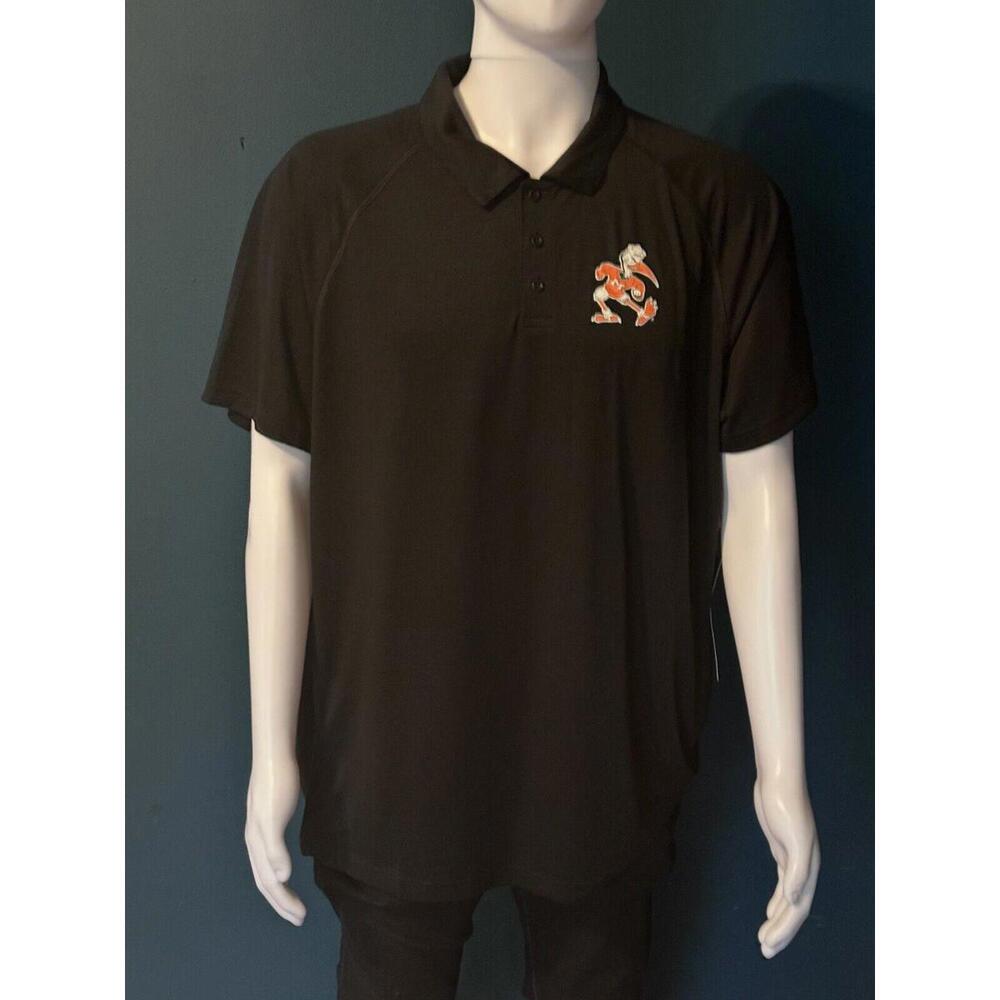 NWT 47 polo, men's XXL black, UM, Miami, short sleeve, polyester, $60